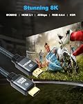 Yauhody 8K HDMI 2.1 câble 6ft (5 Boîte), 48Gbps Haute vitesse HDMI Câble, Nylon tressé, Conneteurs dorés, Coque en aluminium, Supports 8K 60Hz,4K 120Hz/144Hz,10K,2K,HD,3D,Dynamique HDR,HDCP 2.2,4 : 4 :