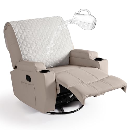 Ruoazz Waterproof Recliner Back Cover, Non-Slip Chair Covers, Beige