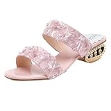 🍍 Damen Sommer Sandalen Böhmen Strass Hausschuhe Mode Party Casual Sandalen Quadratische Ferse sandalen Sommer Damen Strass Slipper Quadratische﹜Sandalen und Hausschuhe Ferse und Offene Zehen Große Absatz High Heels Wildleder Outdoor Party Lässige Schuhe Schuhe