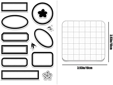 Label Borders Clear Rubber Stamps & Acrylic Stamp Block Clear Stamping Tools Set for DIY Crafts Scrapbooking Album Paper Card Making Stamps Decoration