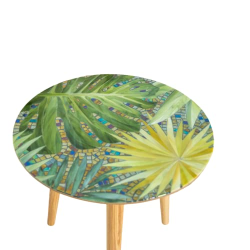 Monstera Handmade Mosaic Stained Glass Small Round Coffee Table High-Gloss Coffee Tables For Living Room Decor Mosaic Side Table #TOP2