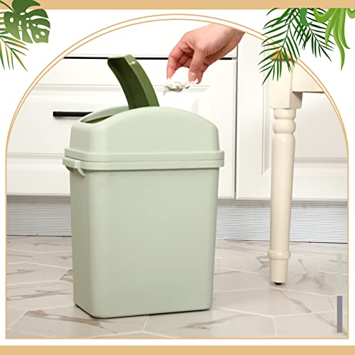 Image of Sumind 2 Pcs 2.6 Gallon Bathroom Trash Can with Swing Lid Small Garbage Can Plastic Bathroom Trashcan Garbage Bin for Kitchen Waste Bedroom Room Outdoor (Green and Pink)