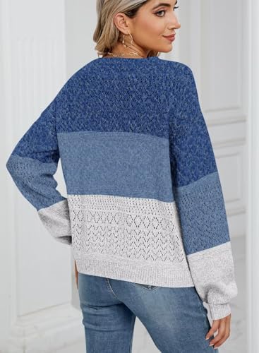 Image of JOCAFIYE Womens Sweaters Casual Long Sleeve V Neck Lightweight Hollow Out Pullover Sweater Tops