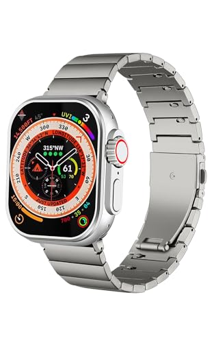 [AriRi] アップルウォッチ バンド チタン 高級 49mm 45mm 44mm 42mm 41mm 40mm 38mm 全機種対応 (42mm/44mm/45mm/49mm, シルバー)の商品画像（Amazon）