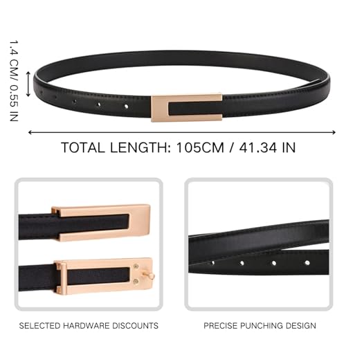 KEYRI Ladies Adjustable Leather Belts for Women Ladies Belts Retro Vintage Belt Women's Accessories Skinny Belt for Dresse Jeans Buckle Thin Waist Belt Waist Strap Waistband