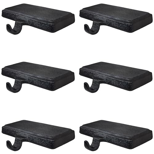 Lulu Decor Black Christmas Stocking Holders for Mantle Set of 6 - Heavy Cast Iron Weighted Strong & Sturdy Low Profile Flat Base Stocking Hooks, Simple Design for Mantle Decor Weighs 2 lbs 10 oz Each by Lulu Decor - Used condition - US$39.25