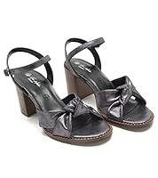 OFF THE HOOK 'Angel' Sleek & Stylish Open Toe Heel; Side Strap for Comfort, Walking and Durability, Soft Leather Comfy-Chic Heels for Any Occasion (Black/Silver/Gold)