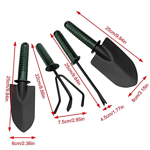 Pá de Jardim - Conjunto de 4 Kit de jardinagem antiderrapante com cabeça de aço inoxidável | Acessór