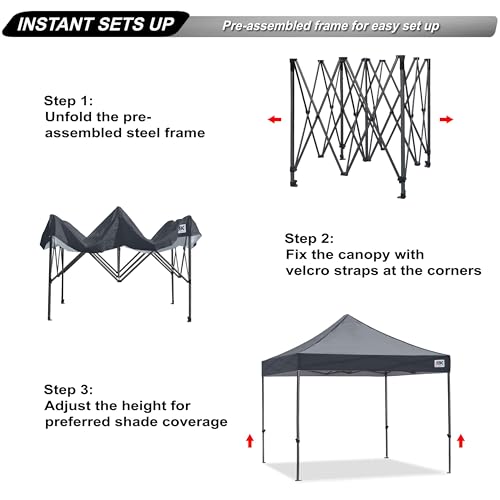 Image of ABCCANOPY Patio Pop Up Canopy Tent 10x10 Commercial-Series (Dark Gray)