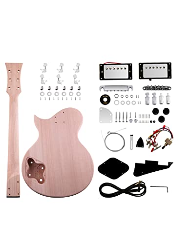 Fistrock Diy Electric Guitar Kit Beginner Kits 6 String With Flamed Maple Veneer Top Mahogany Body Mahogany Neck Poplar Laminate Fingerboard Chrome Hardware Build Your Own Guitar. #TOP1