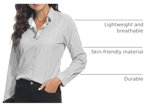 Image of Soft Wrinkle-Free Button Down Stretch Shirts for Women, Breathable Moisture-Wicking Casual Work Dress Tops