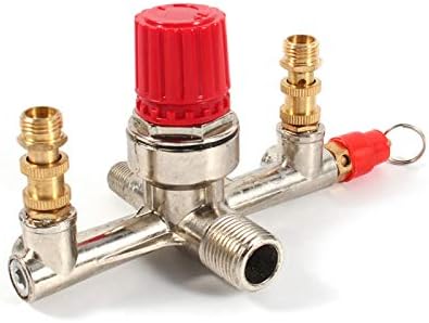 HURRISE Air Compressor Pressure Valve, Alloy Air Compressor Switch, Double Outlet Tube, Outlet, 1/4 Inch Connection, Fits Small Air Compressors