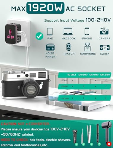 Image of Universal Travel Adapter Worldwide, European Travel Plug Adapter with 2 USB C, 2 USB A and Multi AC Outlets, International Power Converter All in One Universal Charger Power Adapter for EU US UK AUS