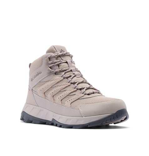 Columbia Men's Strata Trail Mid Waterproof, Soft Taupe/Dark Grey, 13