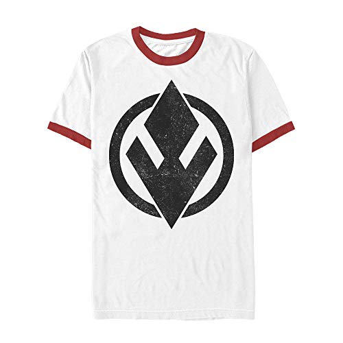 Image of STAR WARS Men's The Rise of Skywalker Sith Trooper Symbol Vintage Wash T-Shirt, White/Red, Large