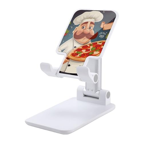 Support de téléphone portable pliable avec hauteur réglable universel Chef Pizza Blanc