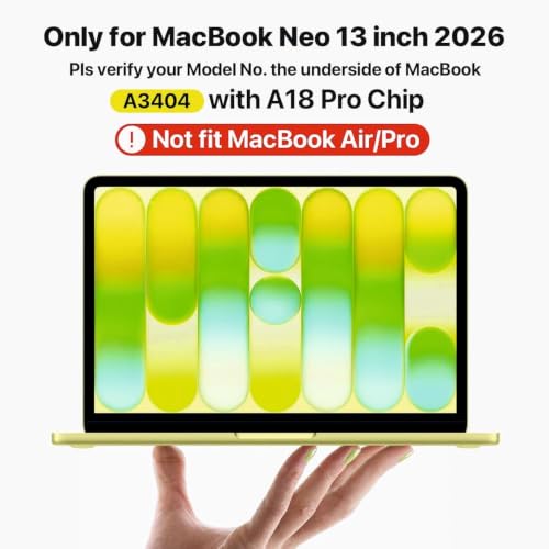 Image of Meyaar Compatible with MacBook Neo Case 13 Inch A3404 with A18 Pro Chip 2026, Transparent Hard Shell Plastic Snap-On Protective Cover (Frosted White, for MacBook Neo 13 inch (A3404))