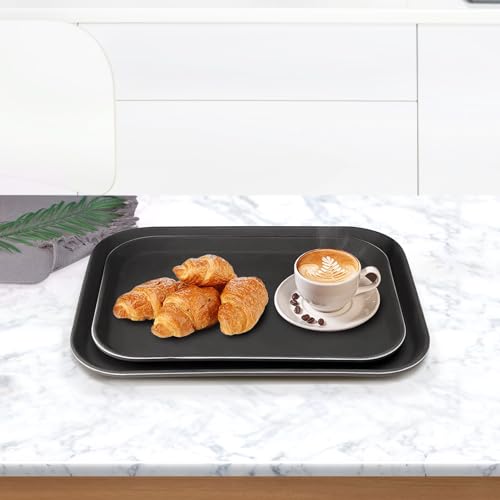 SHUNYILONG 14-Pack Extra Large Plastic Serving Trays 22x16 Inches - Commercial Heavy Duty Rectangle Food Party Platters Dishwasher Safe Storage Set (14, Square 20" D x 14.9" W) by SHUNYILONG - Used condition - Image 3