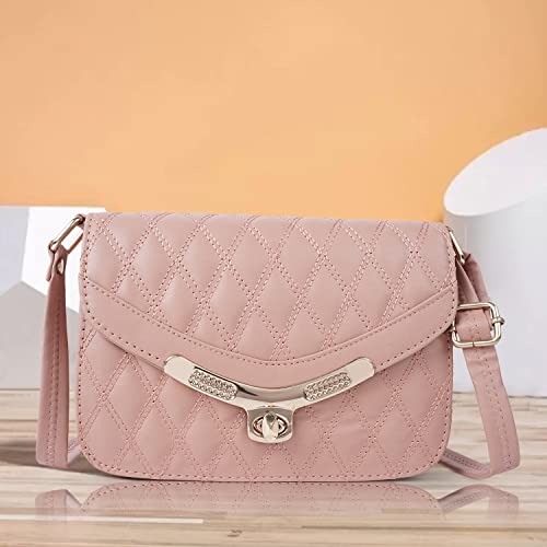 Image of Nevis PU Synthetic Leather Classic Unique Design Crossbody Shoulder Satchel Slingbag For Women (Peach)