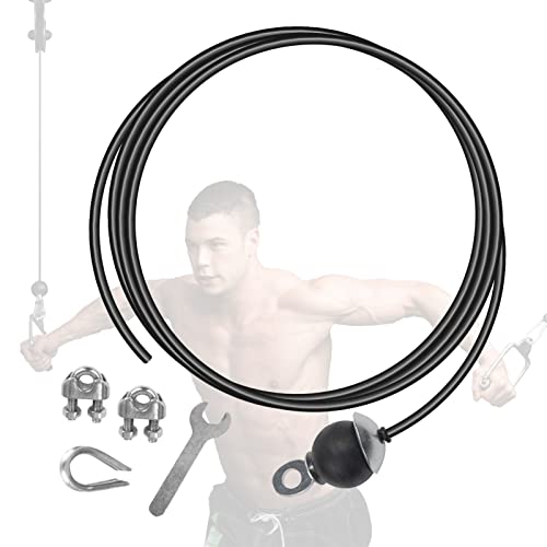 LAPONO Cable de Acero para Fitness Cuerda Gimnasio Alambre Cables Sistema Resistente Polea Máquina Gym en Casa Wirerope Coat Accesorios Multifuncion Levantamiento Equipo(Ajustable 2.5m)