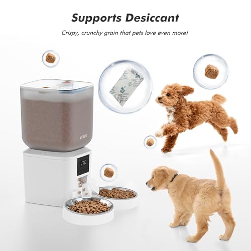 Automatic Cat Feeder for 2 Cats - 8L/34 Cups Large Capacity Auto Food Dispenser with LCD Screen, 2 Food Trays, Timed Cat Feeder, Up to 50 Portions 6 Meals Per Day, Keep Fresh — view 5