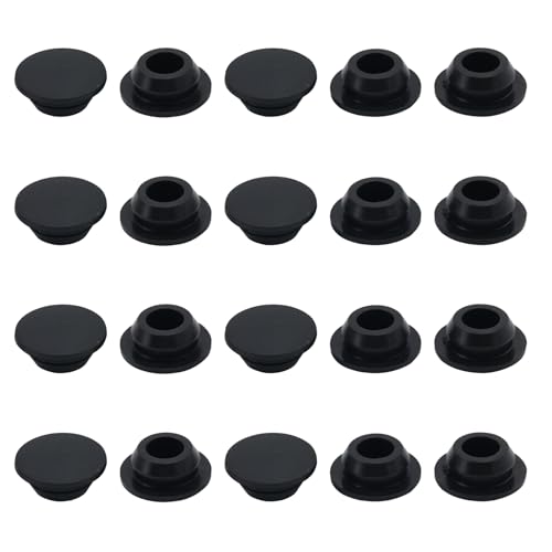 EASYEAH 20PCS Rubber Plugs for Round Holes - 5/8"(16mm) Black Snap in Locking Hole Plugs, Rubber Hole Plugs for Automotive, Industrial & Furniture Waterproof Sealing Round Silicone Stopper