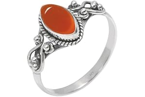 925 Sterling Stone Carnelian Statement Hippy Ring For Women