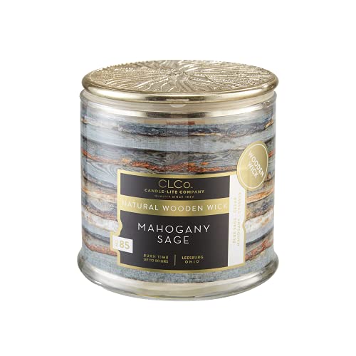 Clco. Candle-Lite Sage Wood Wick Candle, 14 Oz Scented Atherapy Candle, Glass Jar, 90 Hours Burn Time, Brown #TOP1