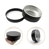 Wopanxye Okrągłe puszki na balsam do ust, 60 ml, 60 g, aluminiowe puszki, czarne pojemniki na próbki kosmetyków z zakręcaną pokrywką, 60 g, metalowe, puste słoiki do przechowywania, na maści, balsamy