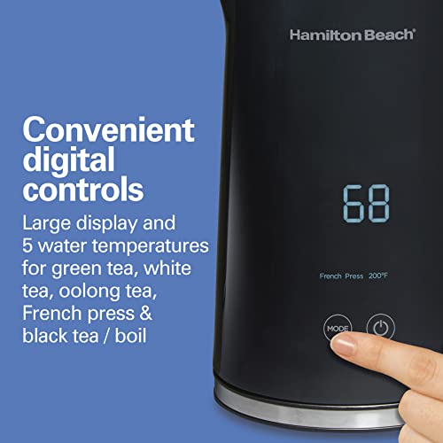 Hamilton Beach Digital Temperature Control Electric Tea Kettle, Hot Water Boiler & Heater 1.7L, 5 Preset Modes + Keep Warm, Fast Boil 1500 Watts, BPA Free, Cool-Touch Exterior, Black (41033) by Hamilton Beach - Image 3
