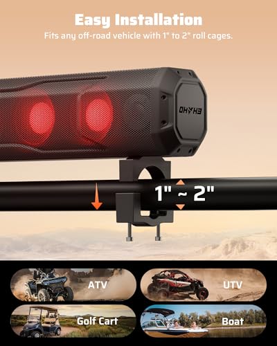 Ehaho 35'' UTV Sound Bar, Golf Cart Speaker Bluetooth with RGB Party Lights - image 8