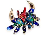 Picture of WitnyStore Tiny 2" Rainbow Gold Chubby Legs Crab Figurine - Miniature Hand Blown Painted Glass Crabs Crustacean Crystal Sea Ocean Creatures Marine Animals Decorative Collectible Figurines Décor Gifts