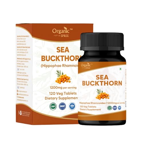 Organic Spree Omega 7 Sea Buckthorn Oil 1200mg - Supports Skin Mucous Membrane Immune Heart & Eye Health Omega 3 6 9 Capsules Vegan Omega 7 120 High Strength Tablets 2 Months Supply