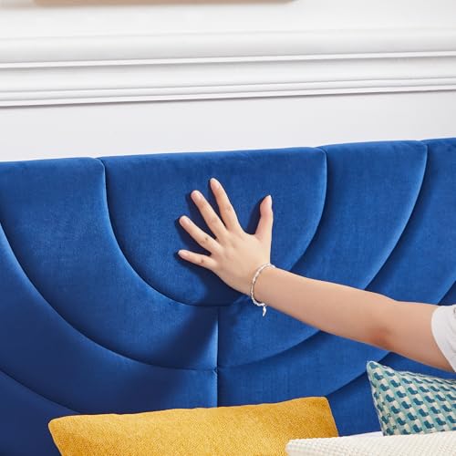 VECELO Queen Bed Frame Upholstered Platform with 4 Drawers&Fabric Headboard,Wooden Slats Support/No Box Spring Needed/Mattress Foundation,Dark Blue by VECELO - Image 4