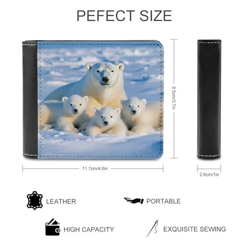 Polar Bear Family Rest Time Cute Slim Bifold Wallet for Men Stylish Front Pocket Purse with Card Holder Slots2