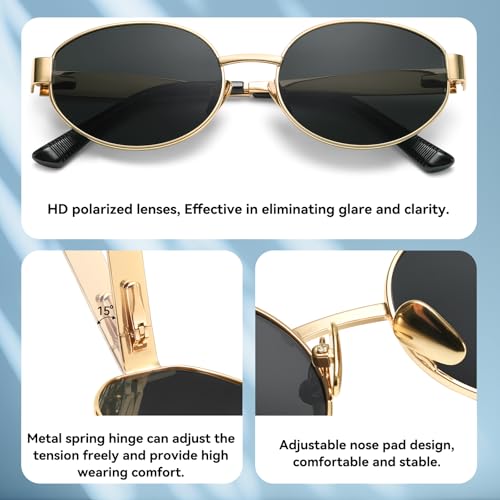 Dollger Retro Polarized Oval Sunglasses for Women Trendy Small Classic Designer Sunglasses Shades UV400 Protection4