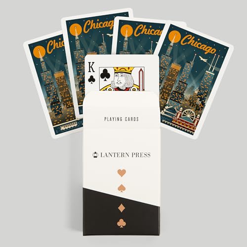 Lantern Press Naipes Poker Chicago, Retro Skyline miniatura 6