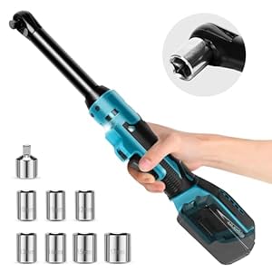 panthem 3/8 inch accu-ratelsleutel, draadloze ratelsleutel, 15 cm accu, ratelschroevendraaier, elektrische ratelschroevendraaier, 1/4 inch adapter, 7 dopsleutels