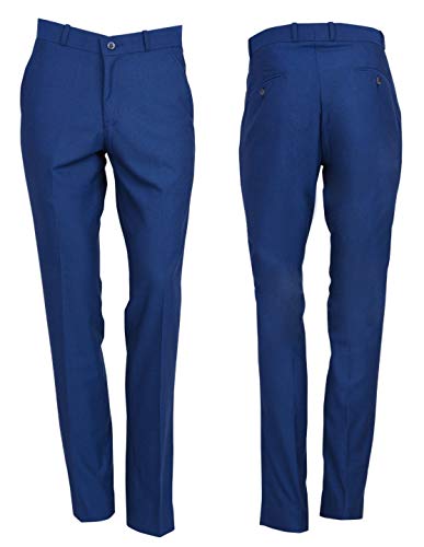 Image of Mens Tonic Sta Press Trousers Slim Fit Retro Mod 60s 70s Vintage 2 Tone Pants (Blue Tonic, 30" Waist)