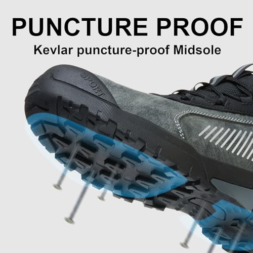 Image of Steel Toe Shoes for Men,Lightweight Work Shoes,Mens Indestructible Safety Boots,Puncture Proof Construction Steel Toe Sneaker.