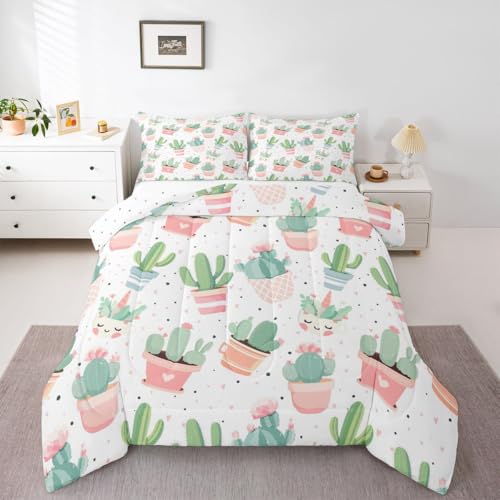 Image of Feelyou Cute Cactus Comforter Set for Girls Kids