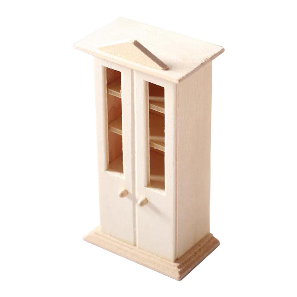 Wooden Doll House Furniture Set Decoration 1/12 Scale Toys Cupboard