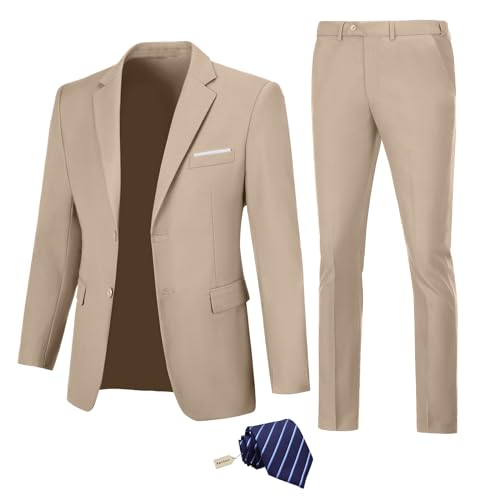 Men's 2 Piece Suit Blazer Pants with Tie Champagne Suit for Men Tuxedo S - image 1