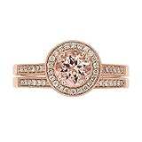 HANDWERKSKUNST: Dieser exquisite Ring mit einem 6 mm breit x 6 mm lang echte Morganite Rund geschliffenen Edelstein. Schön in Handarbeit aus 14K Rose Gold-Genuine Morganite zusammen mit natürlichen Diamanten ein klassisches und funkelndes Design zu schaffen.