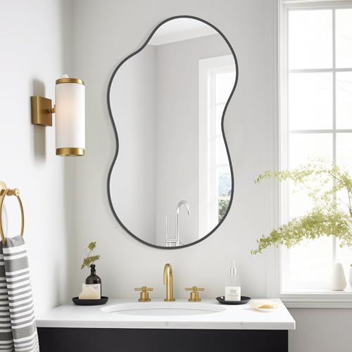 WallBeyond Irregular Wall Mirror – Asymmetrical Mirror with Aluminum Alloy Frame, Decorative Wall Mirror for Living Room, Bedroom, Bathroom, and Entryway 36" H x 20" W (Black) - Image 4