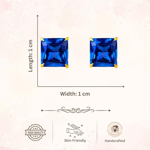 Image of ACCESSHER Gold-Tone Square Contemporary Stud Earrings | Fashion Jewellery, Valentine Gift for Girlfriend | Trendy Earrings for Women and Girls