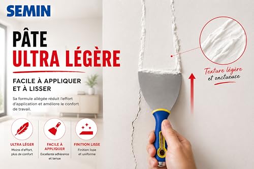 SEMIN SEM-LIGHT Enduit Léger de Rebouchage et Lissage 5 L – Sans Retrait, Séchage Rapide – Réparation Trous et Fissures – Intérieur Murs et Plafonds – Blanc Mat Prêt à l'Emploi – vue 4