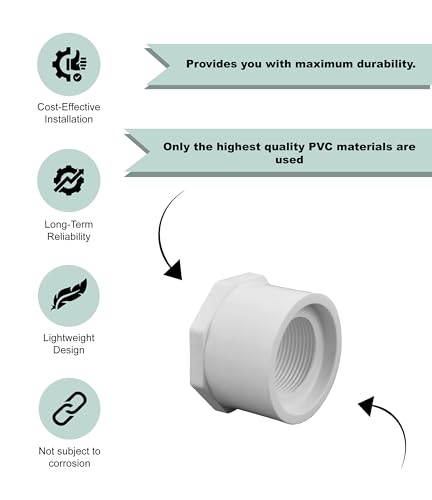 White Reducer 3/4 Inch Spigot x 1/2 Inch FNPT Female Pipe Thread PVC Reducing Bushing SCH 40 PVC Pipe Reducer Adapter Fitting PVC Reducer Bushing
