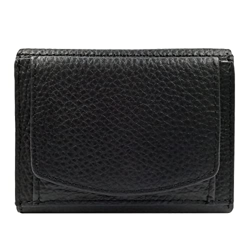 Mini Geldbörse Herren, Reise Portemonnaie, klein viele Fächer, Leder schwarz, RFID Blocker, Münzfach groß | Wallet Portmonee Geldbeutel Brieftasche Herrengeldbörse Herrenportemonnaie Herrengeldbeutel