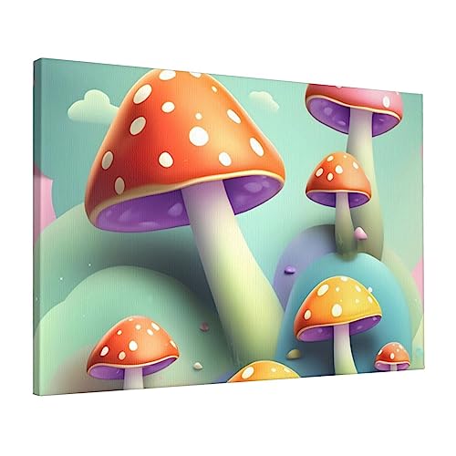 Toile champignon rêveur YYHHAOFA 40x61 cm en coton tendu pour décoration salon
